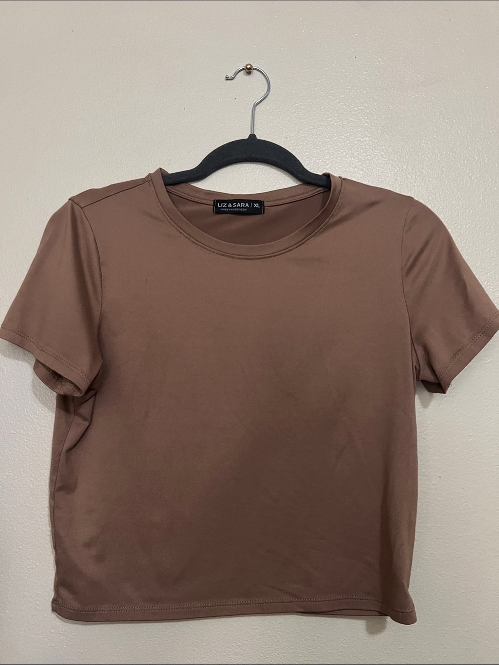 Women's Brown Short Sleeve Crewneck Tee